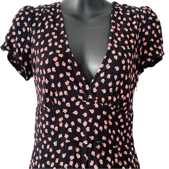 Free People Jumpsuit S 2 Floral Black Wide Leg Preppy Boho Cottagecore Coquette - Picture 5 of 12